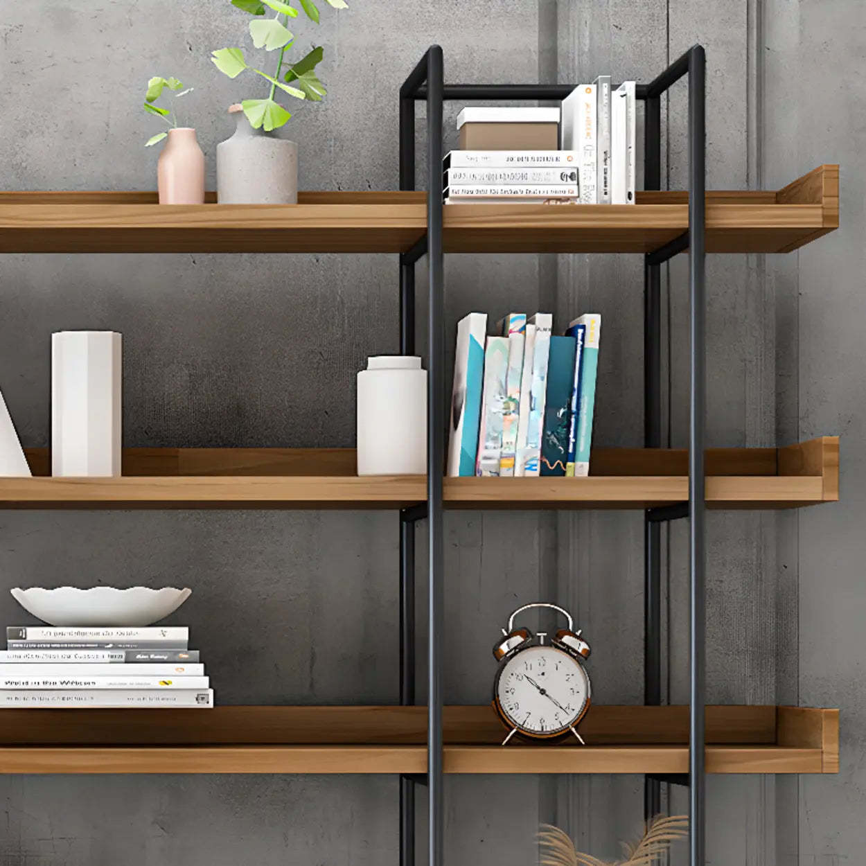 Brown Wood Open Display Bookshelf