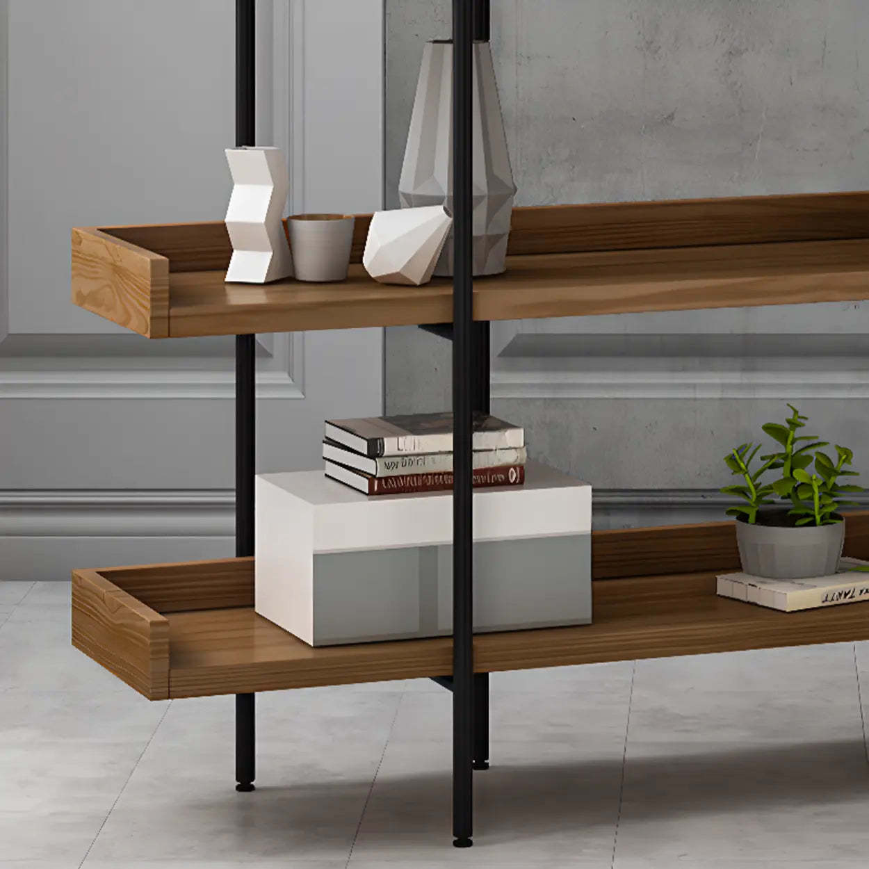 Brown Wood Open Display Bookshelf