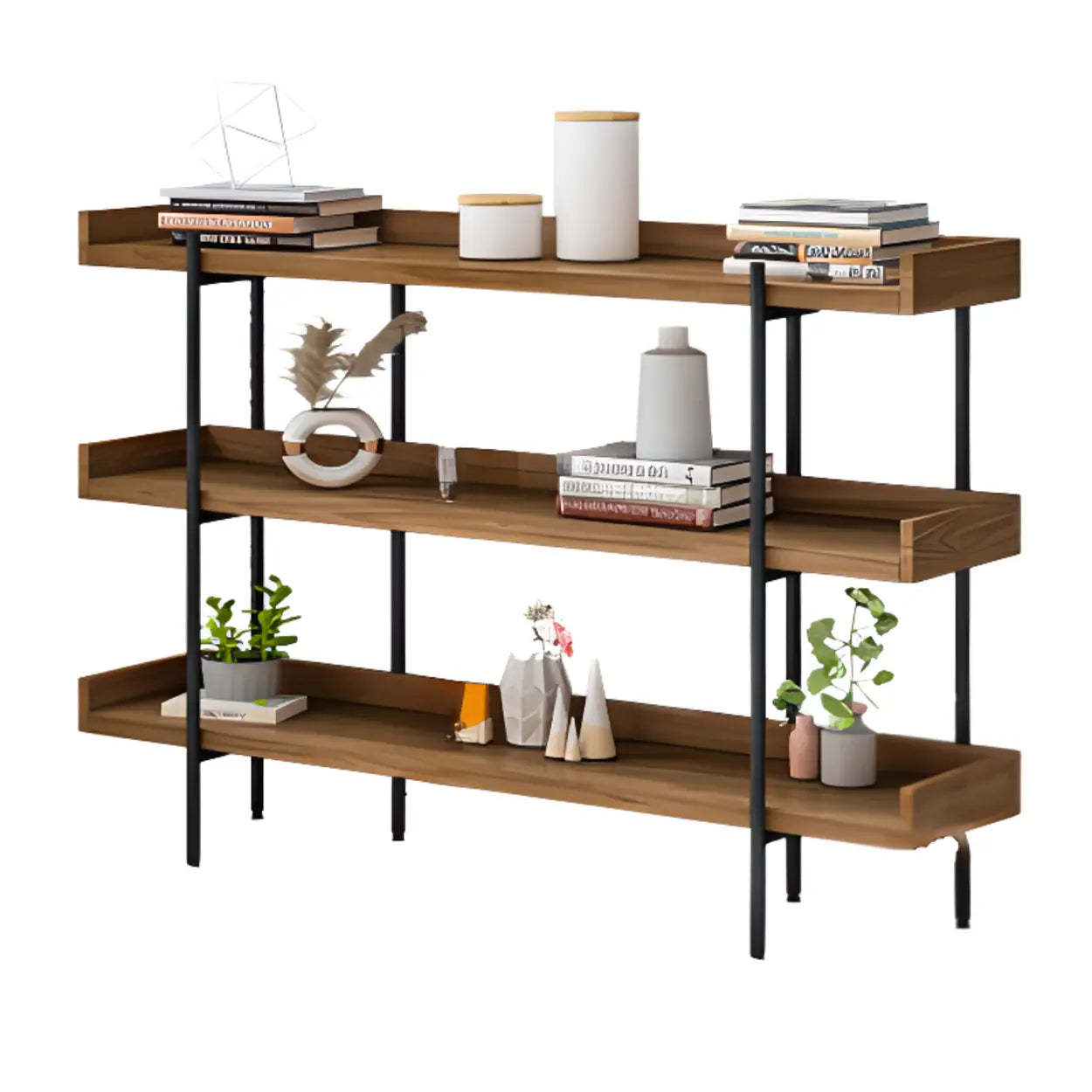 Brown Wood Open Display Bookshelf