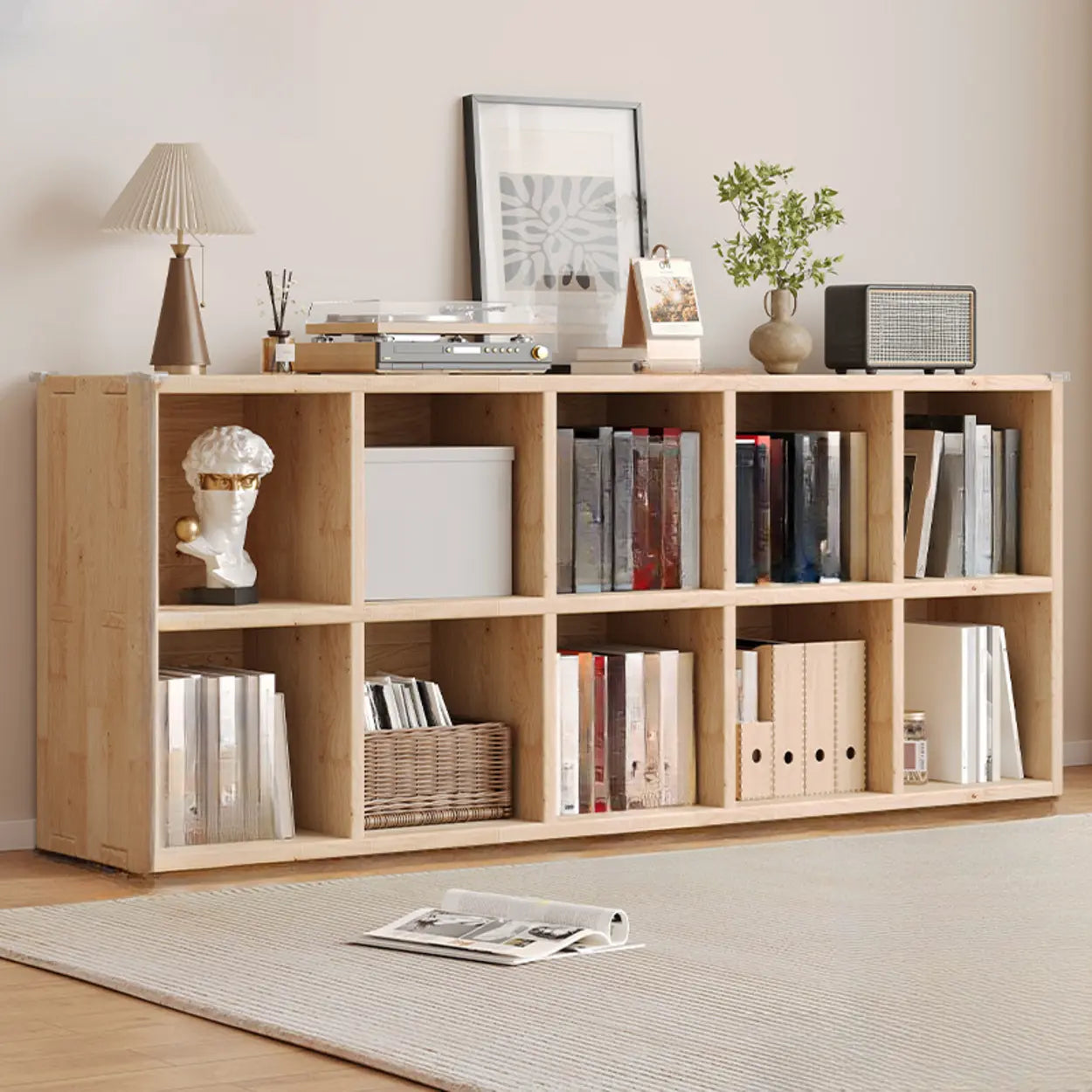 Casual Horizontal Wooden Closed Back Bookcase