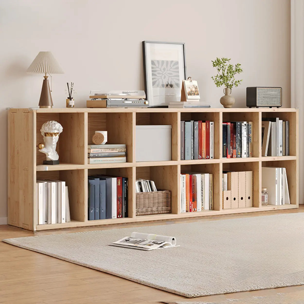 Casual Horizontal Wooden Closed Back Bookcase