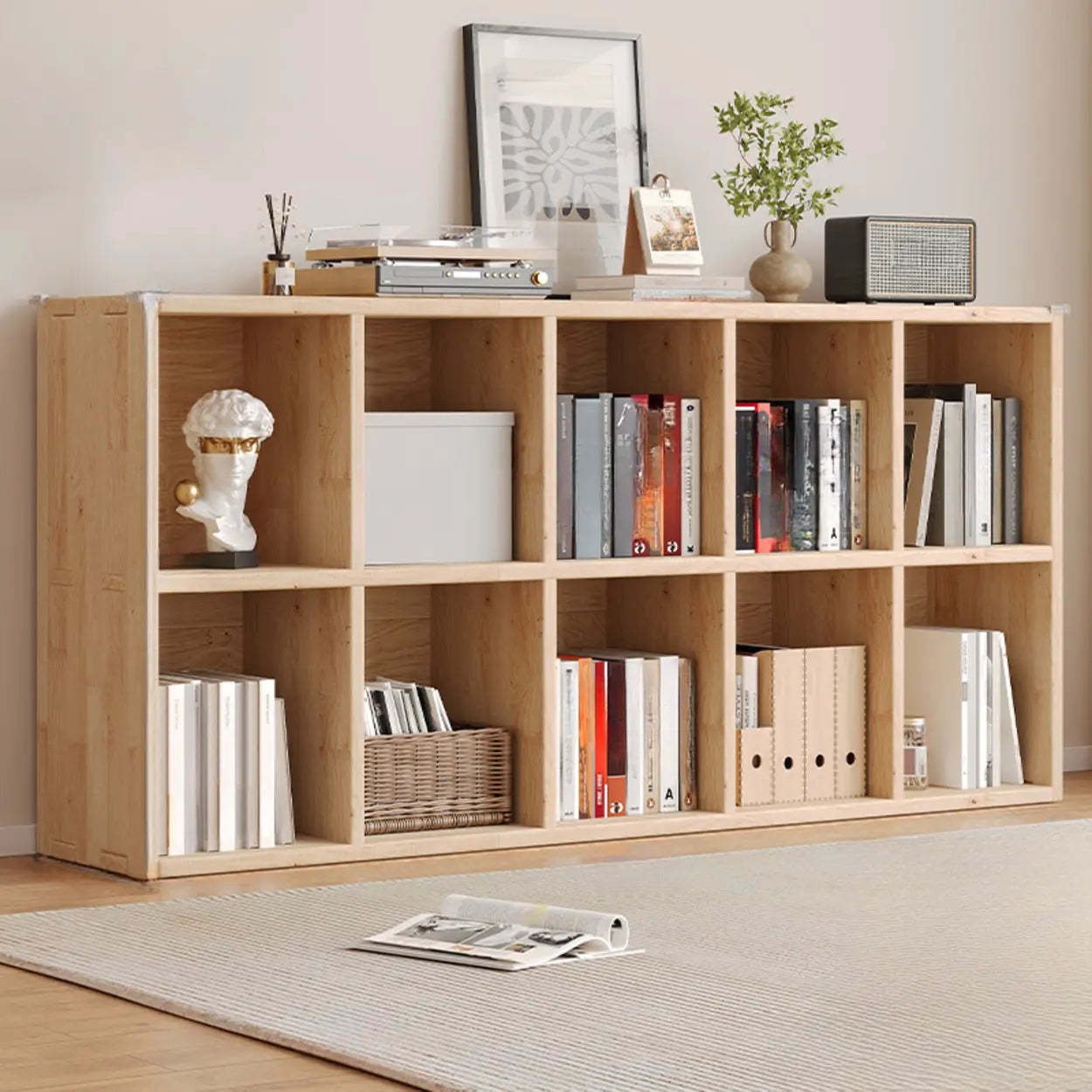 Casual Horizontal Wooden Closed Back Bookcase