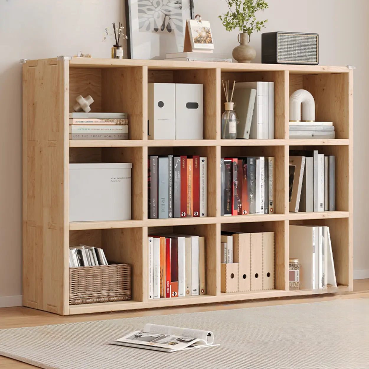 Casual Horizontal Wooden Closed Back Bookcase