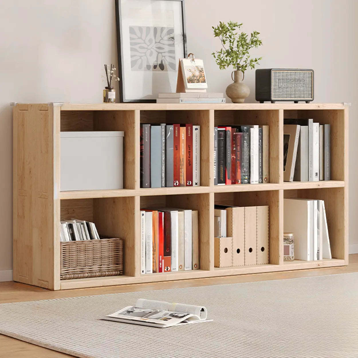 Casual Horizontal Wooden Closed Back Bookcase