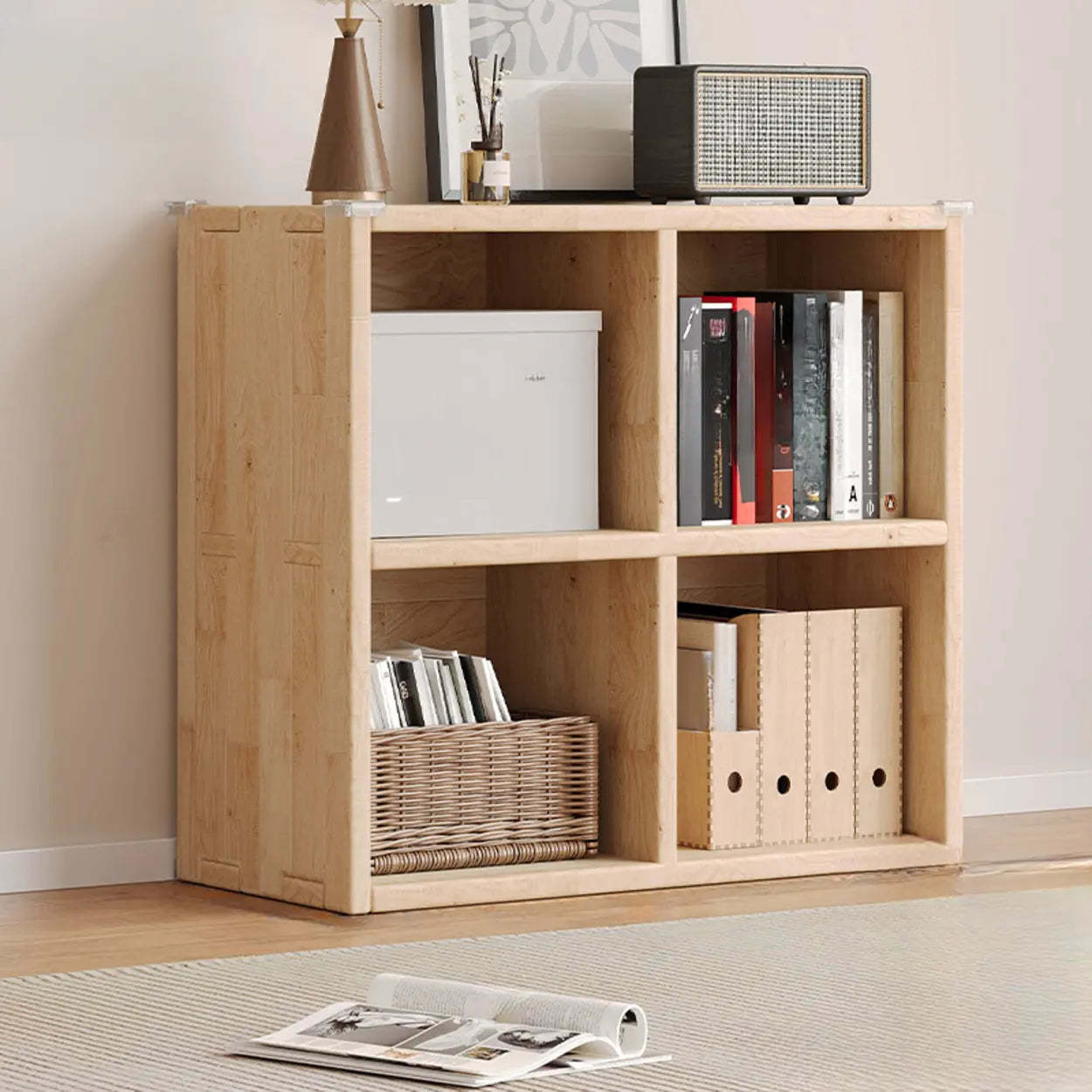 Natural wood casual back bookcases - modern — 24" L x 12" W x 24" H