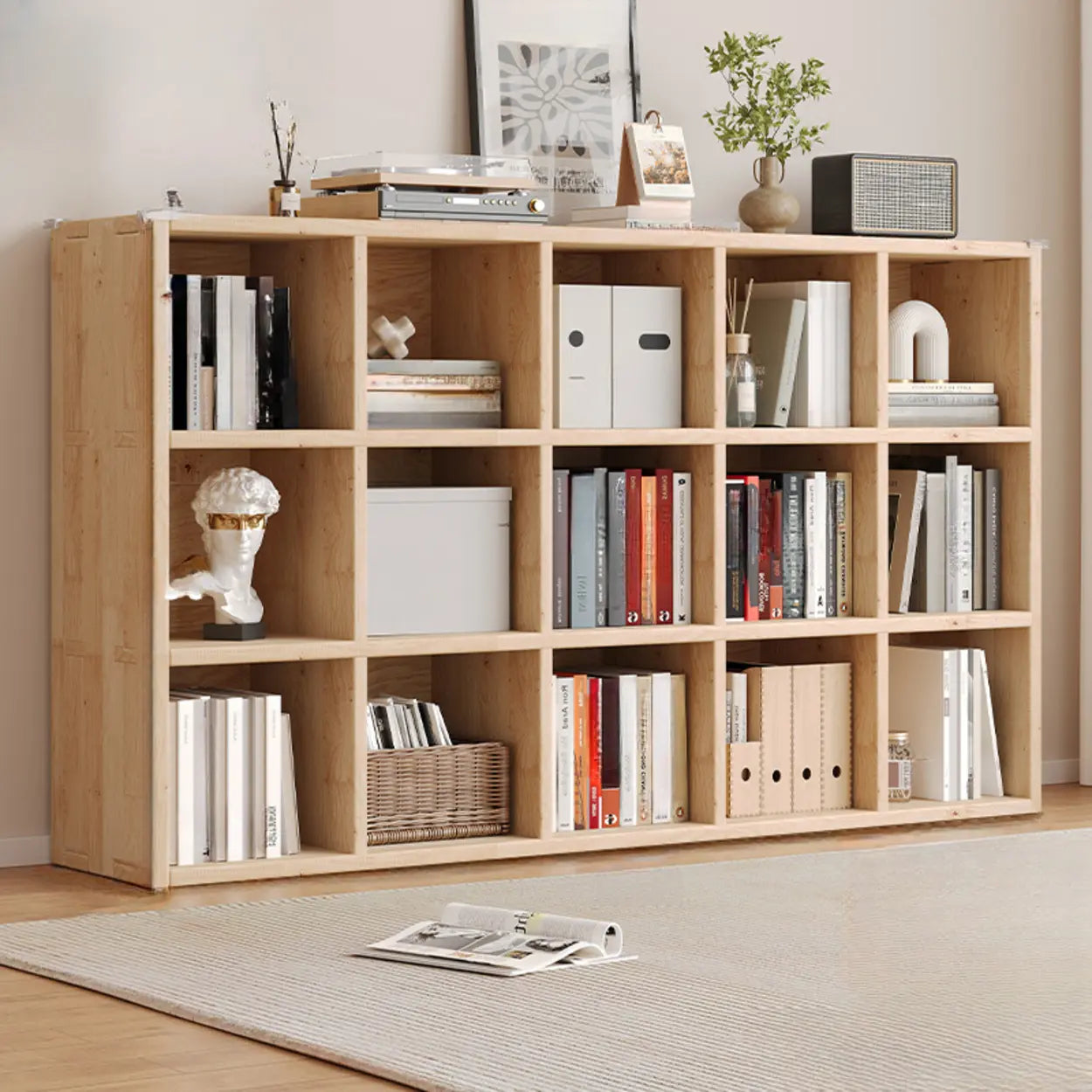 Casual Horizontal Wooden Closed Back Bookcase