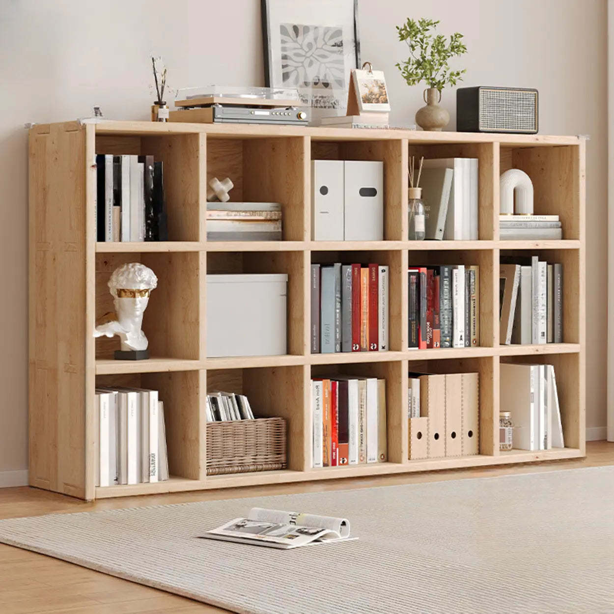 Casual Horizontal Wooden Closed Back Bookcase