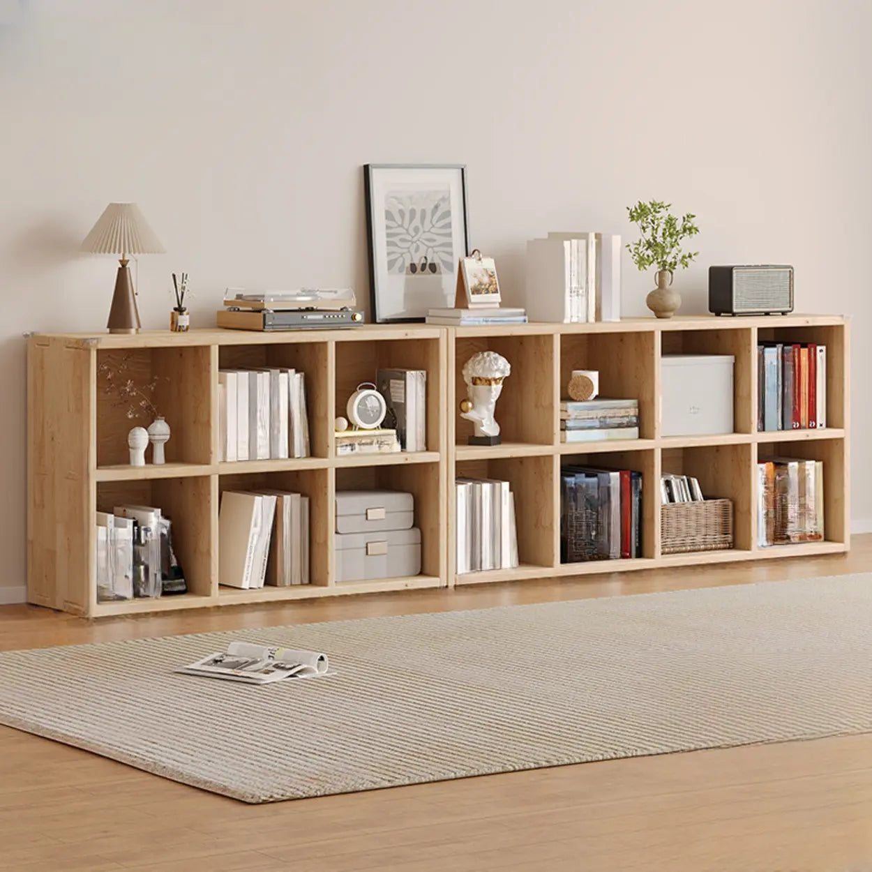 Casual Horizontal Wooden Closed Back Bookcase