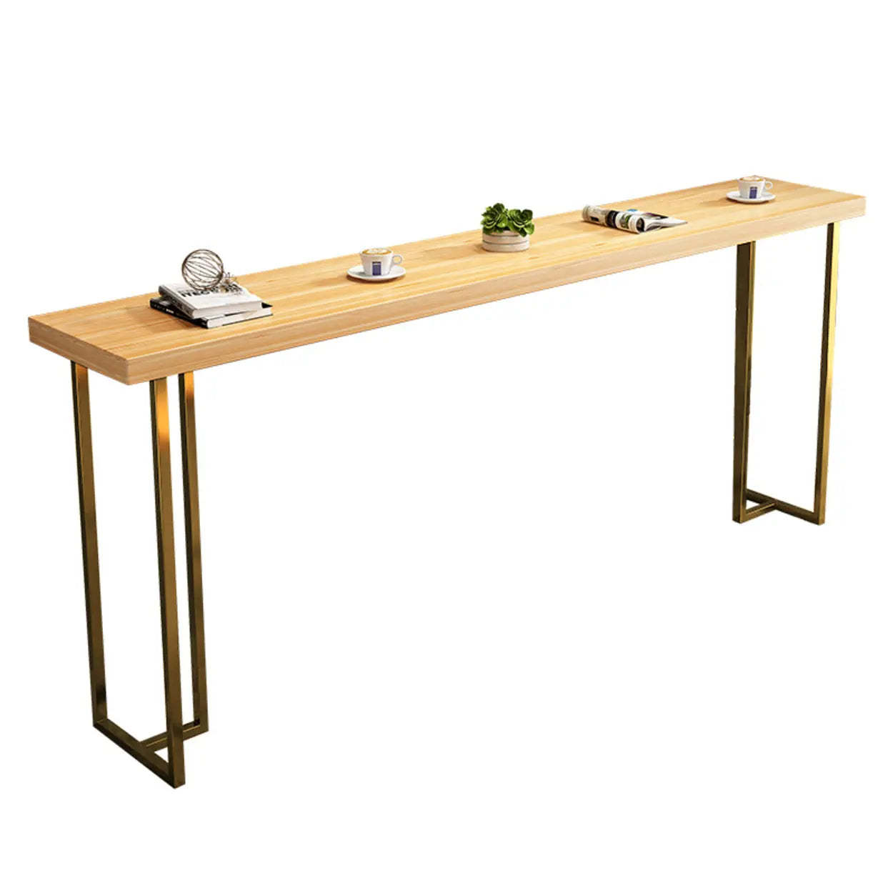Black luxury timber rectangular bar tables — 39.4" L x 15.7" W x 39.4" H / Gold