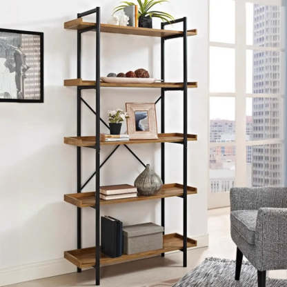 Casual Open-Back Metal Frame Rectangular Bookcase