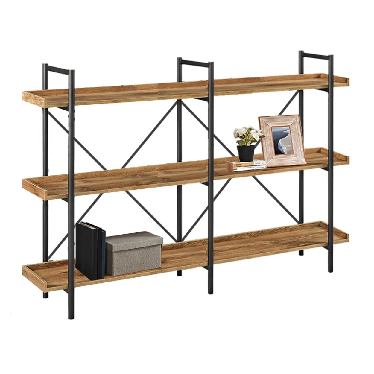 Casual Open-Back Metal Frame Rectangular Bookcase
