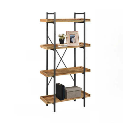 Casual Open-Back Metal Frame Rectangular Bookcase