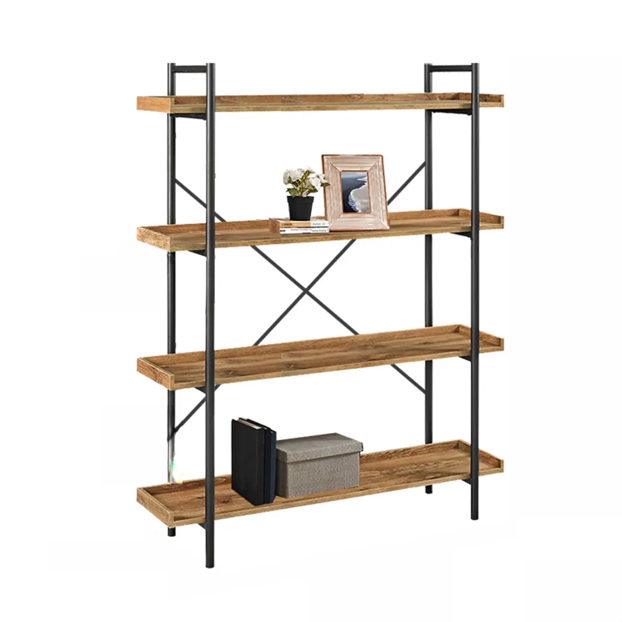 Casual Open-Back Metal Frame Rectangular Bookcase