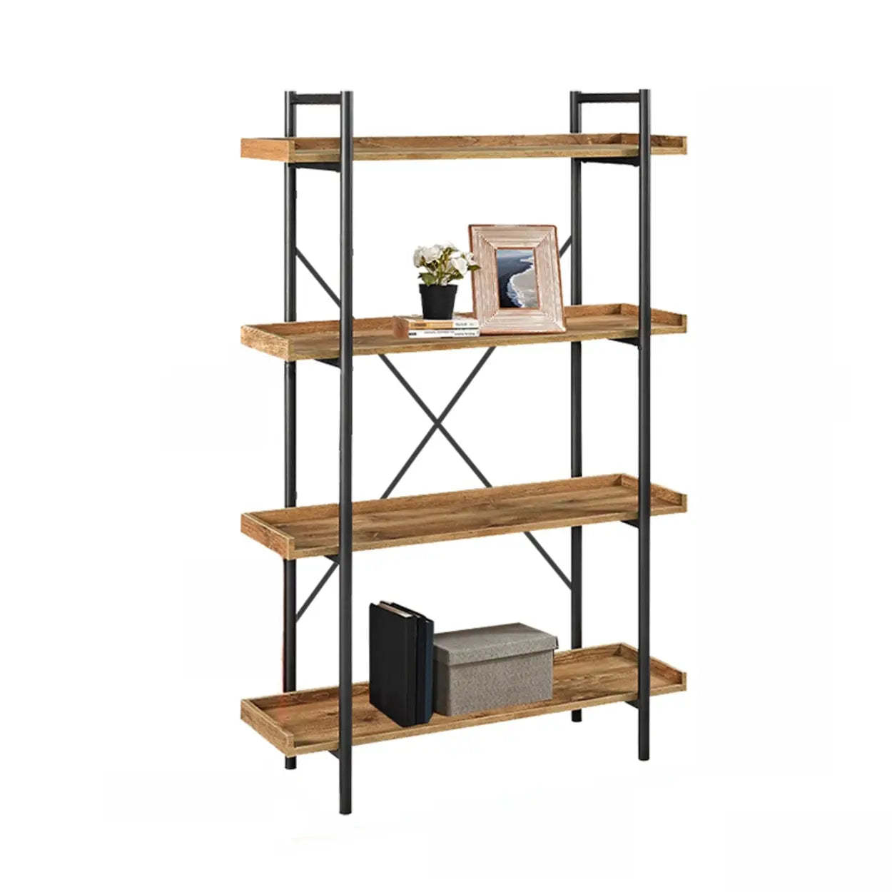 Casual Open-Back Metal Frame Rectangular Bookcase