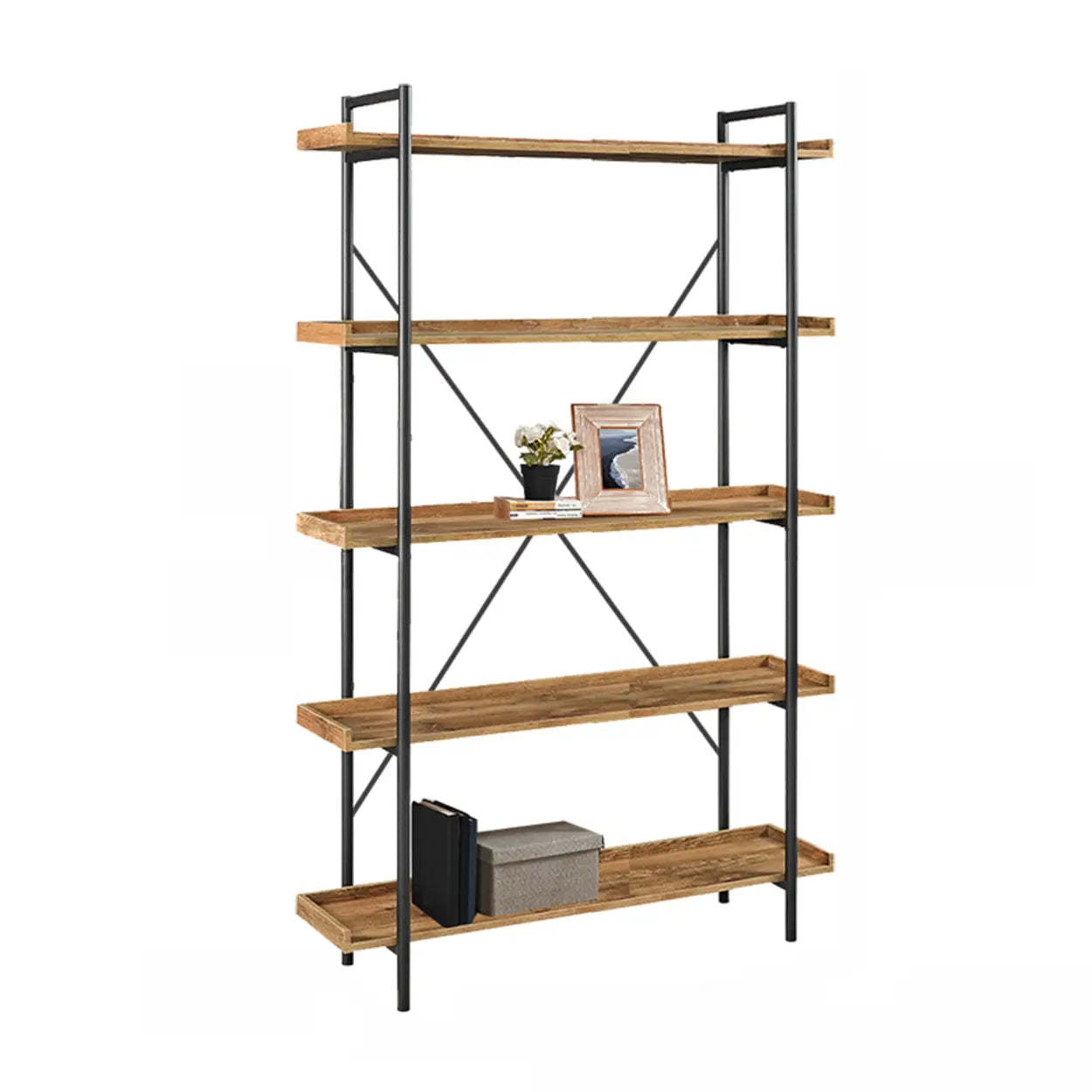 Casual Open-Back Metal Frame Rectangular Bookcase