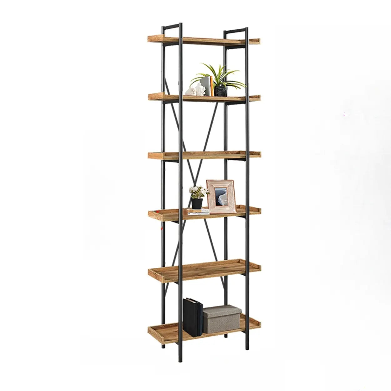 Casual Open-Back Metal Frame Rectangular Bookcase