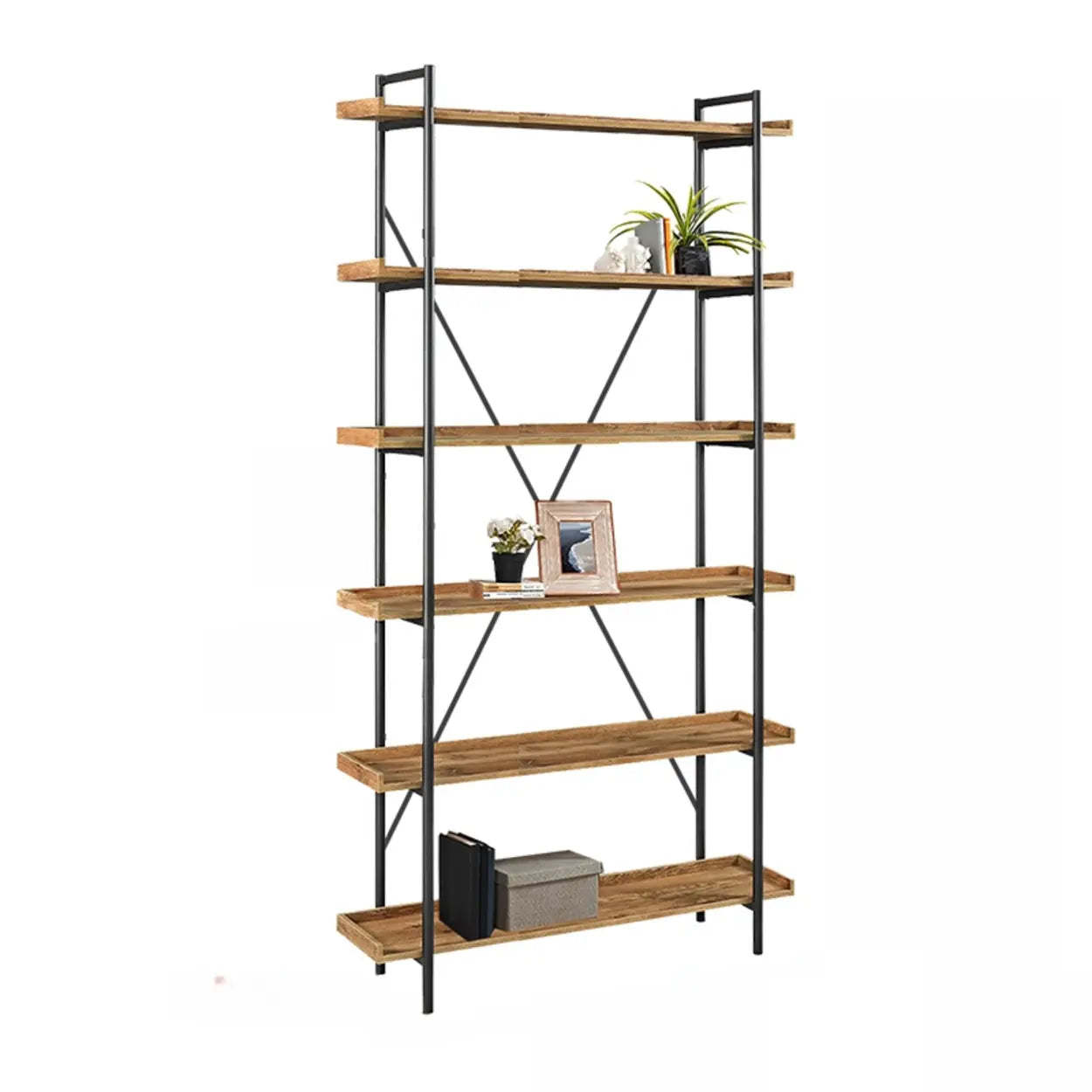 Casual Open-Back Metal Frame Rectangular Bookcase