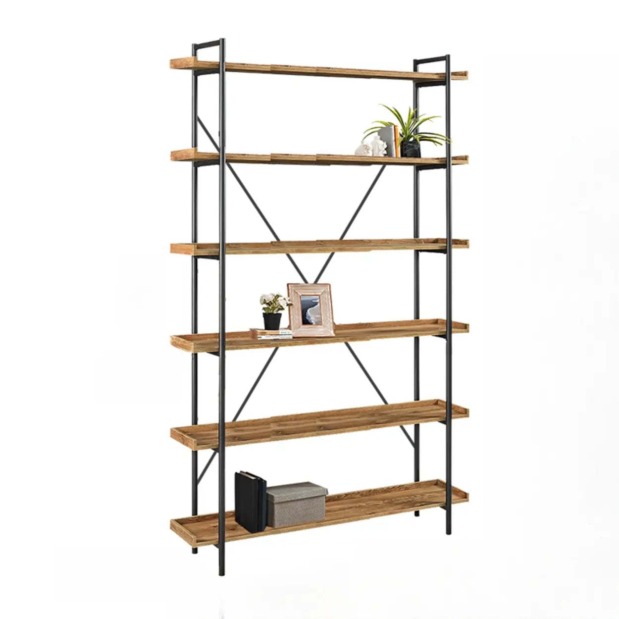 Casual Open-Back Metal Frame Rectangular Bookcase