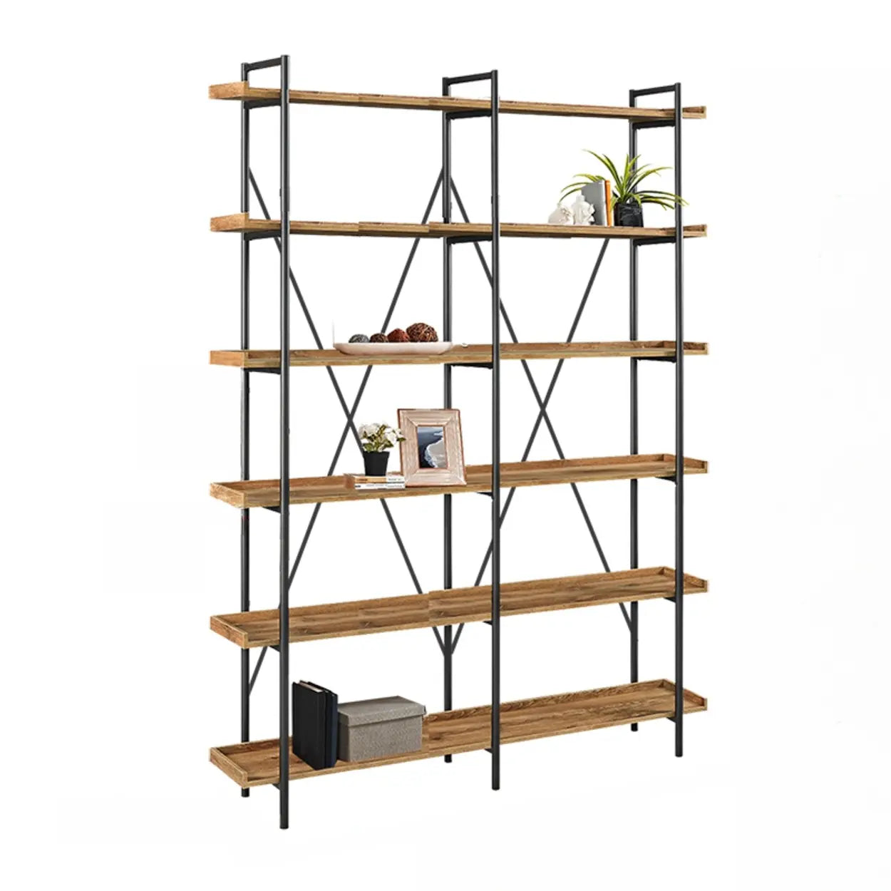 Casual Open-Back Metal Frame Rectangular Bookcase