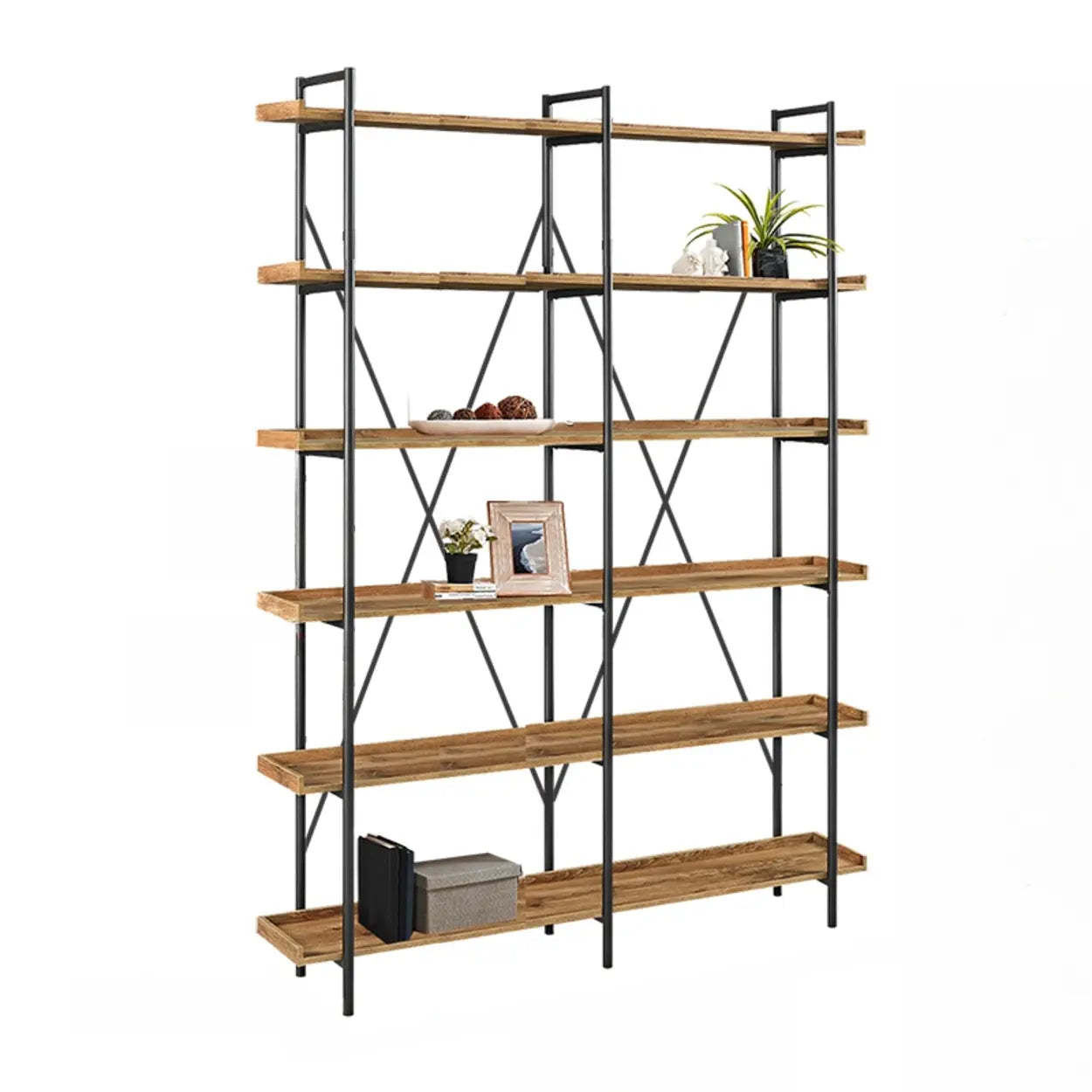 Casual Open-Back Metal Frame Rectangular Bookcase