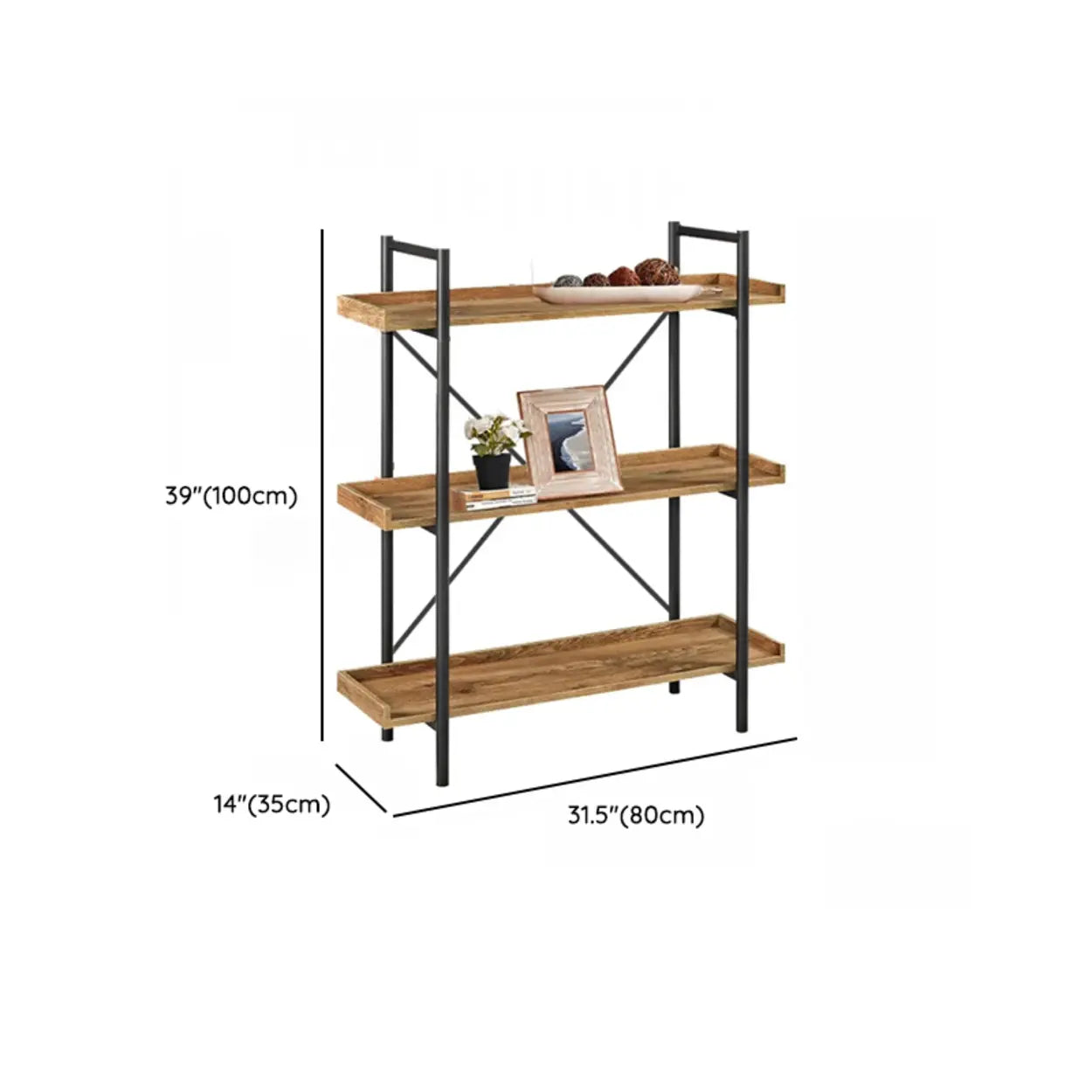 Casual Open-Back Metal Frame Rectangular Bookcase
