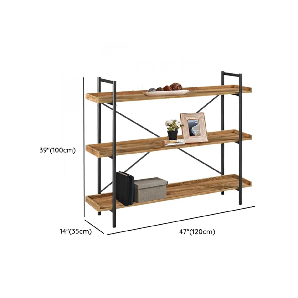 Casual Open-Back Metal Frame Rectangular Bookcase