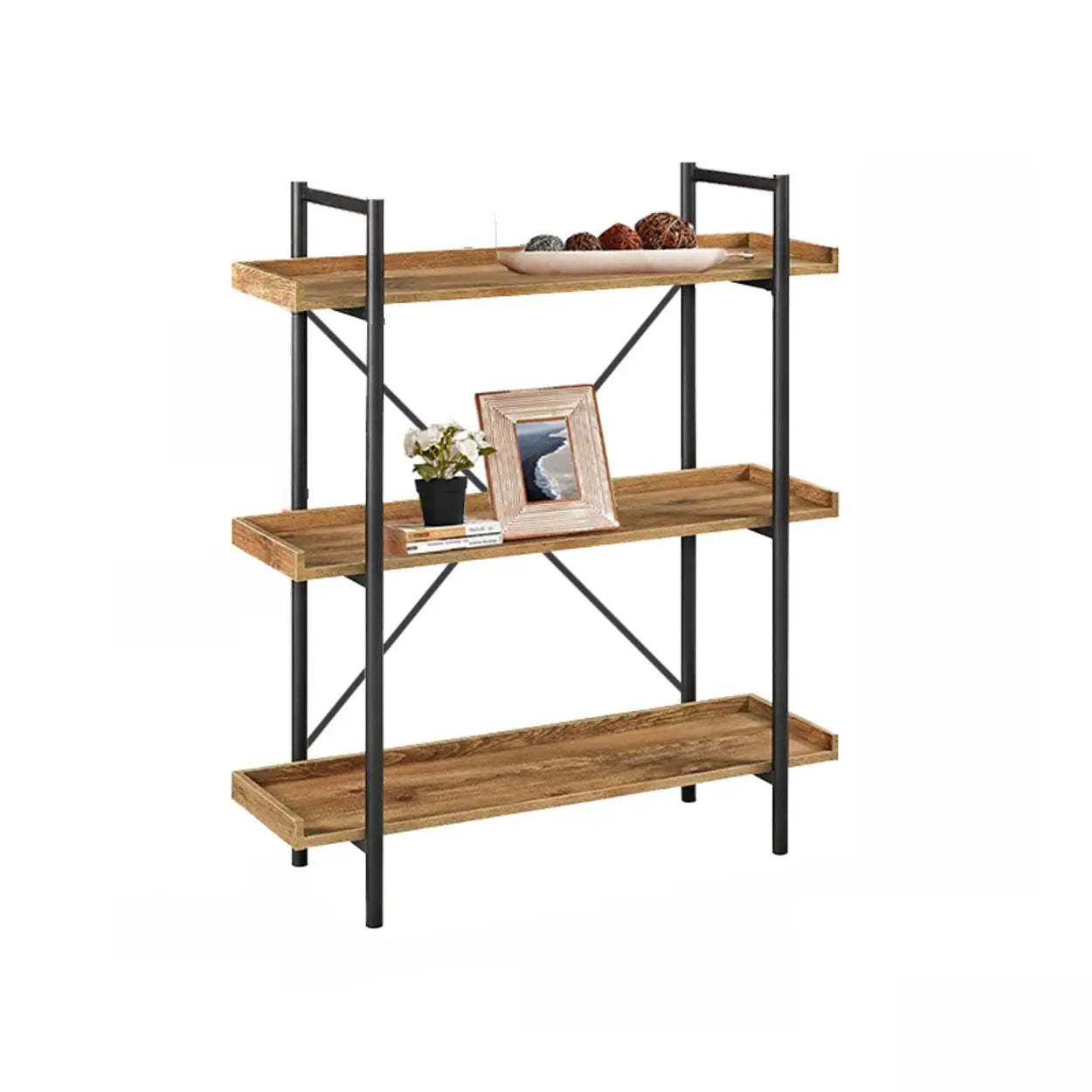 Casual Open-Back Metal Frame Rectangular Bookcase