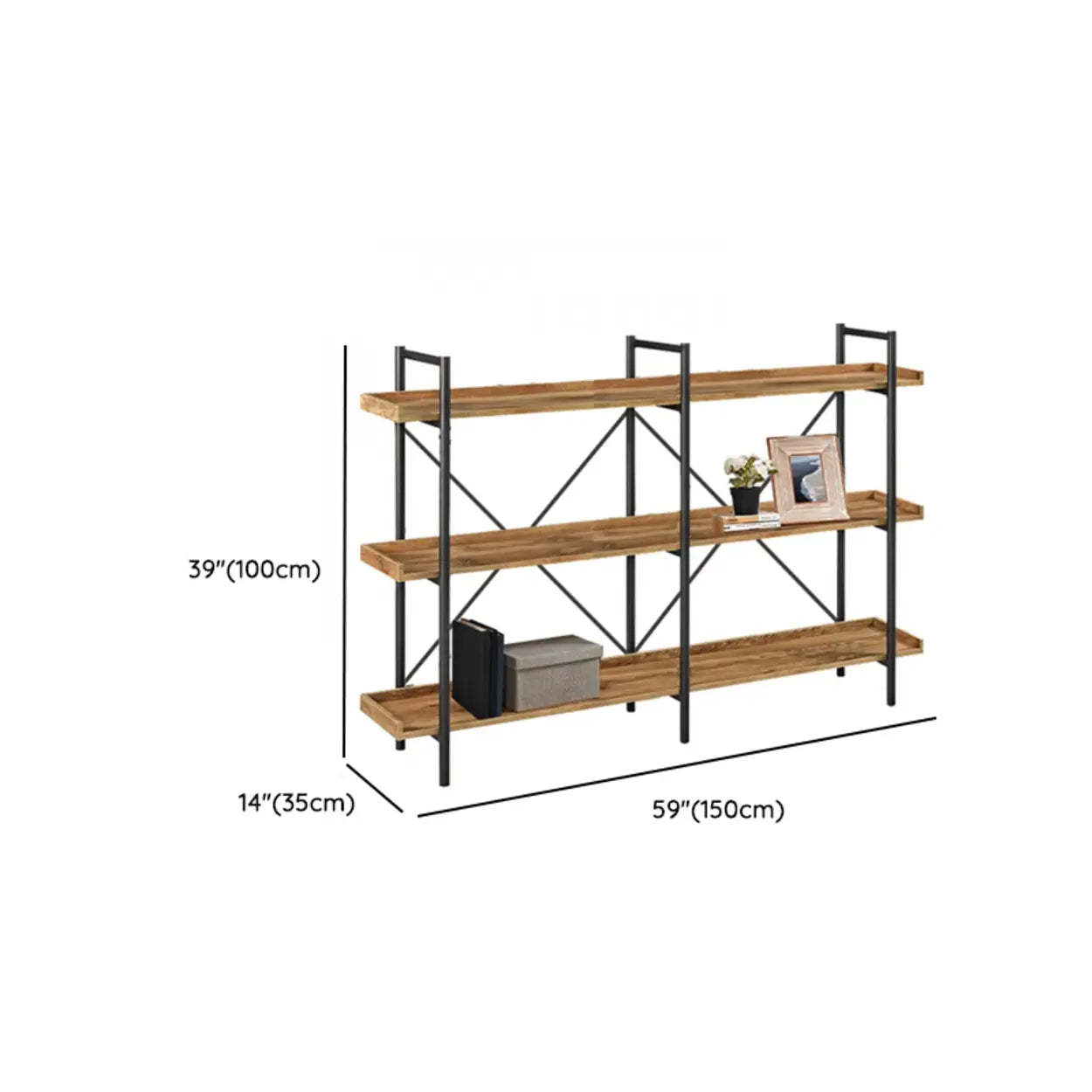 Casual Open-Back Metal Frame Rectangular Bookcase