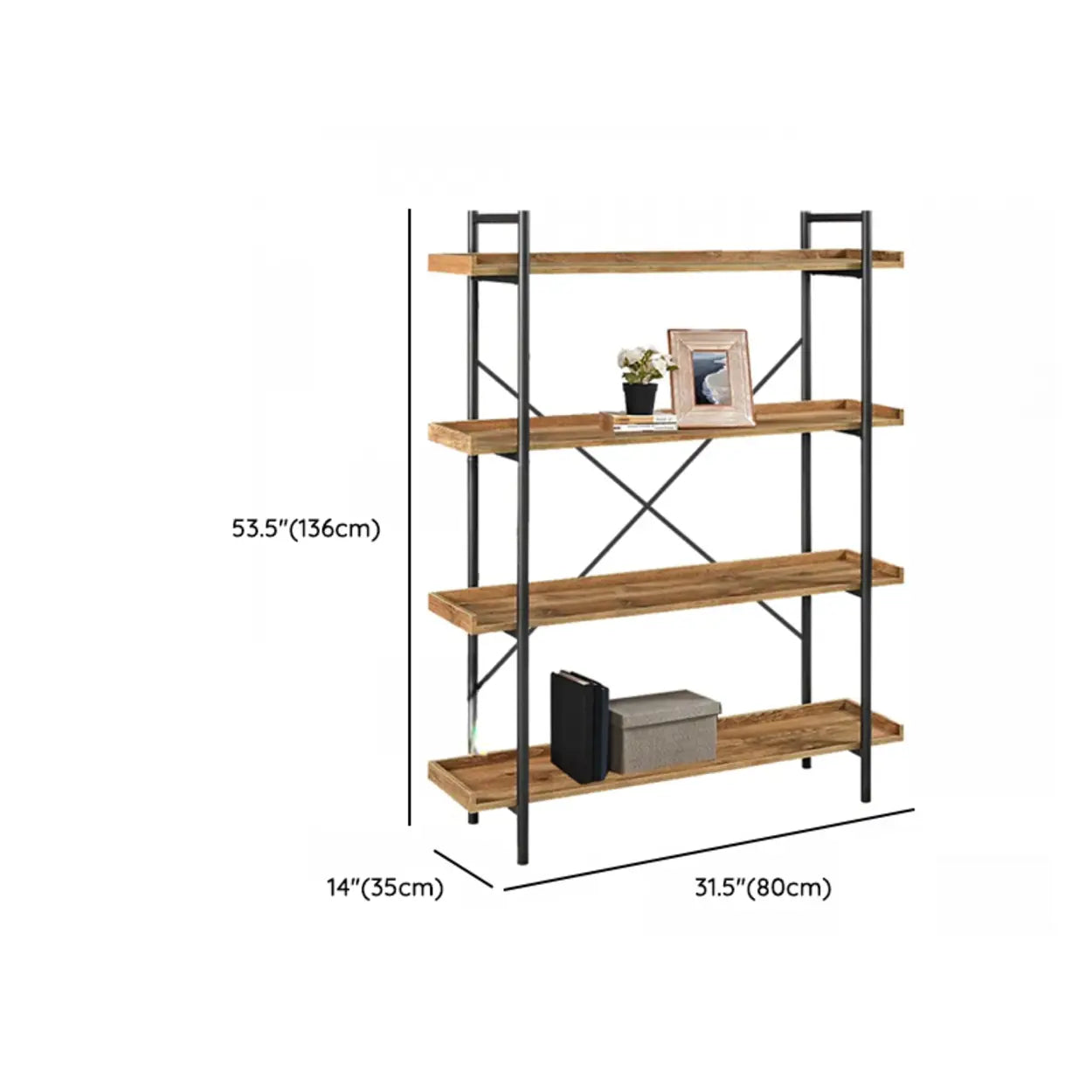 Casual Open-Back Metal Frame Rectangular Bookcase