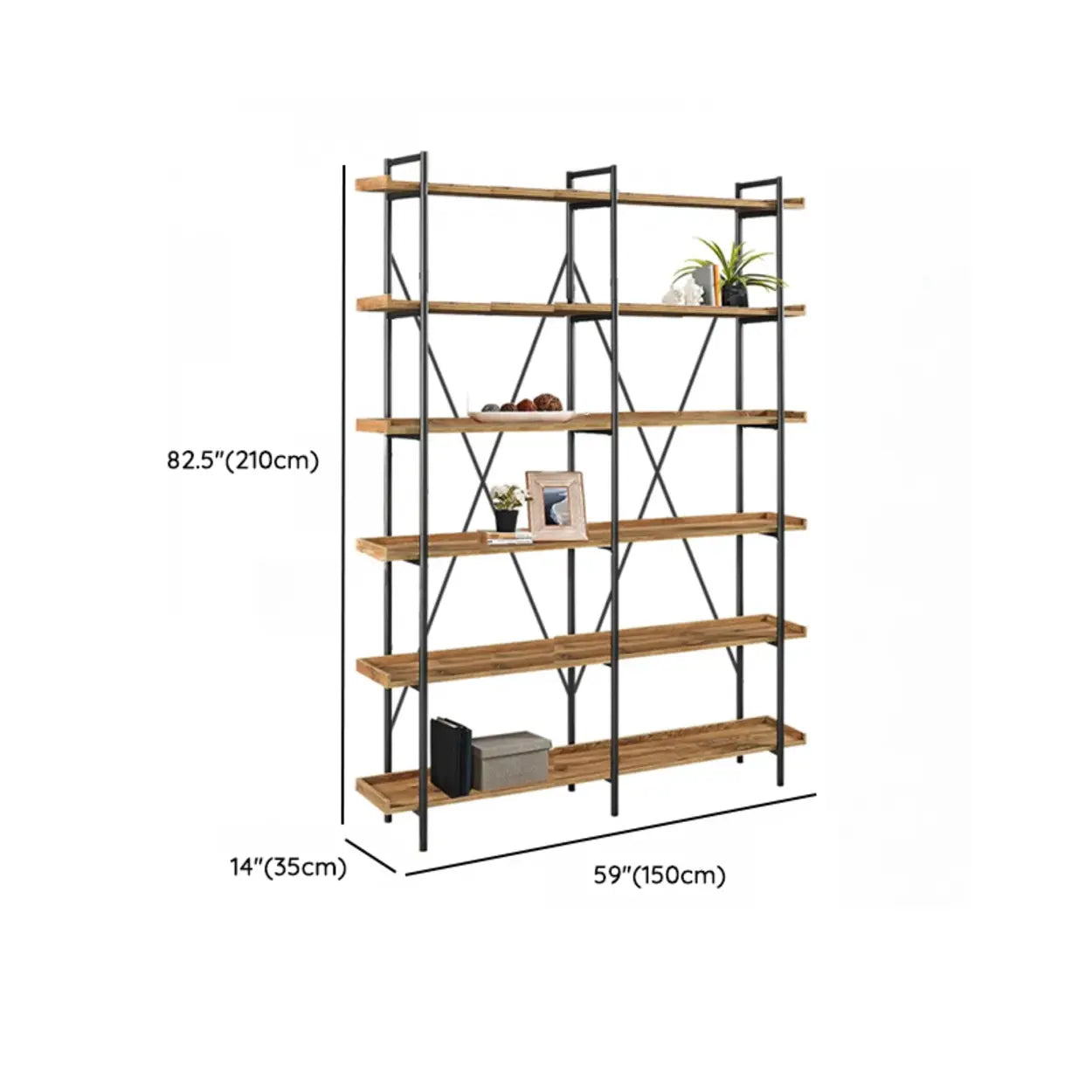 Casual Open-Back Metal Frame Rectangular Bookcase