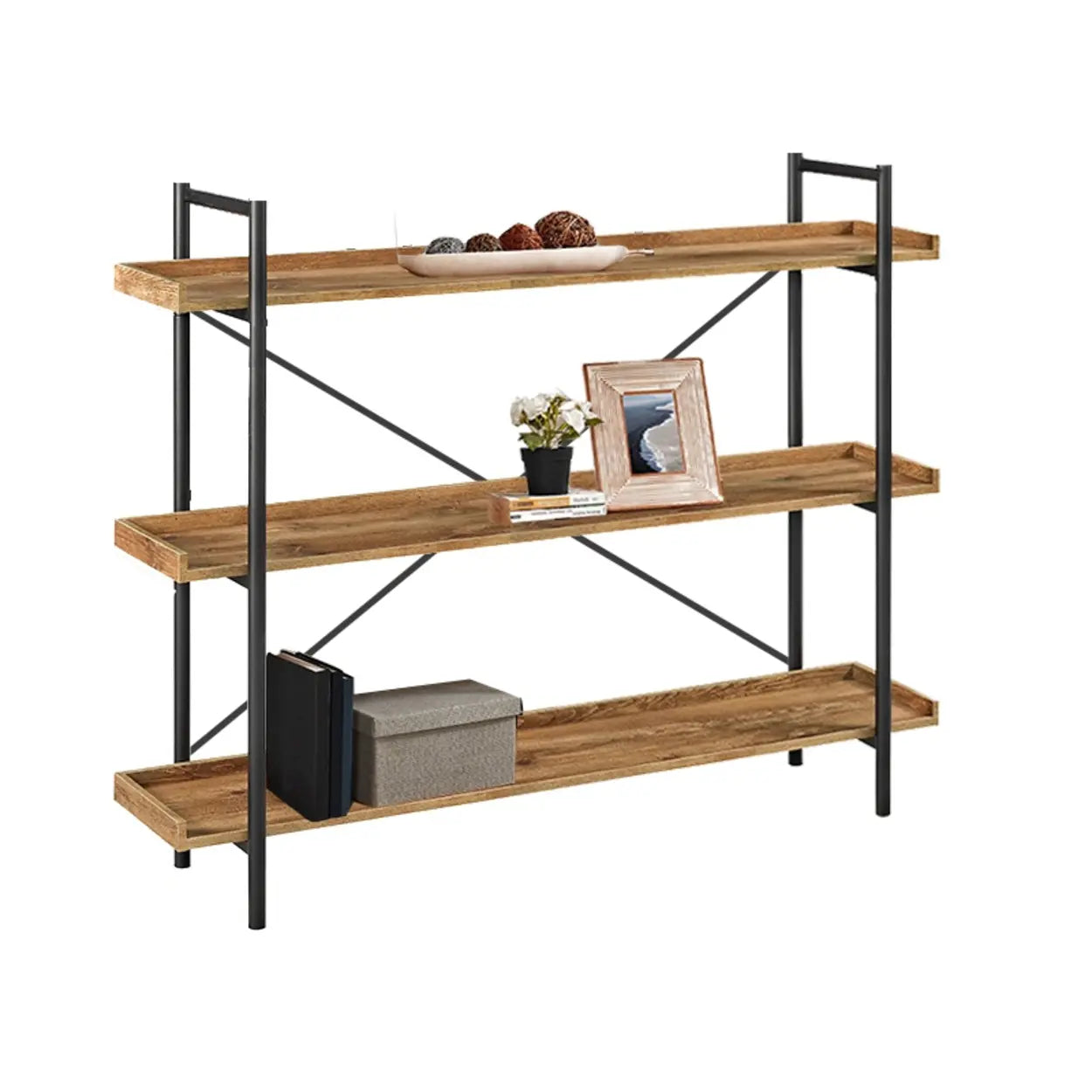 Casual Open-Back Metal Frame Rectangular Bookcase