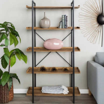 Casual Open-Back Metal Frame Rectangular Bookcase