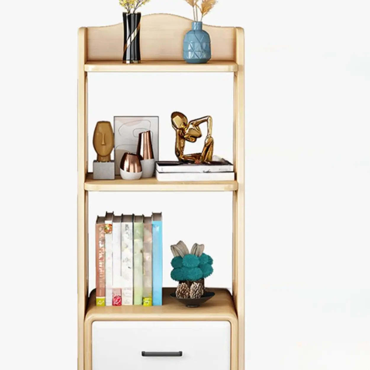 Casual Open Back Natural Wood Ladder Bookcase