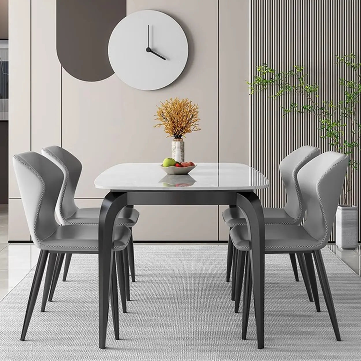 Casual White Round Marble Self-Storing Dining Table — Table Only