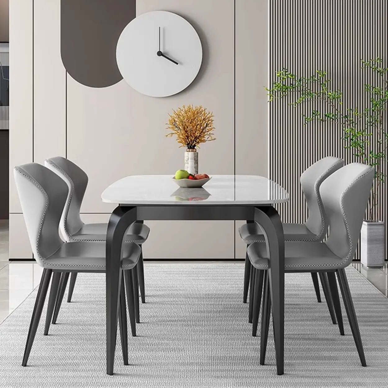 Casual White Round Marble Self-Storing Dining Table — Table Only