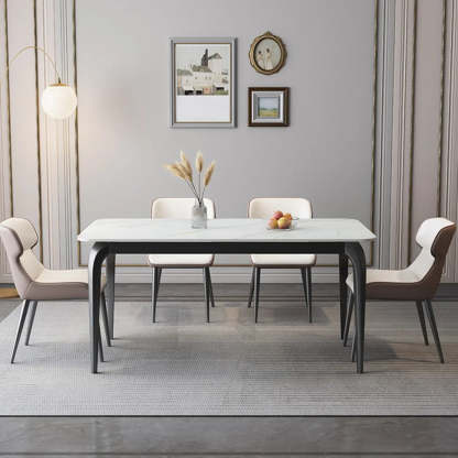 Casual White Round Marble Self-Storing Dining Table