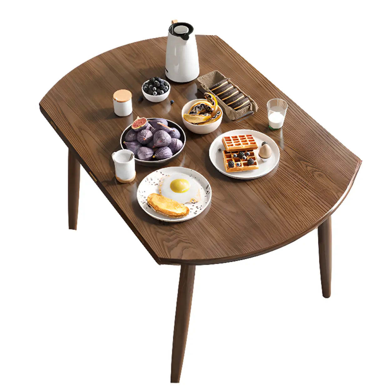 Casual Round Brown Wood Drop-Leaf Dining Table