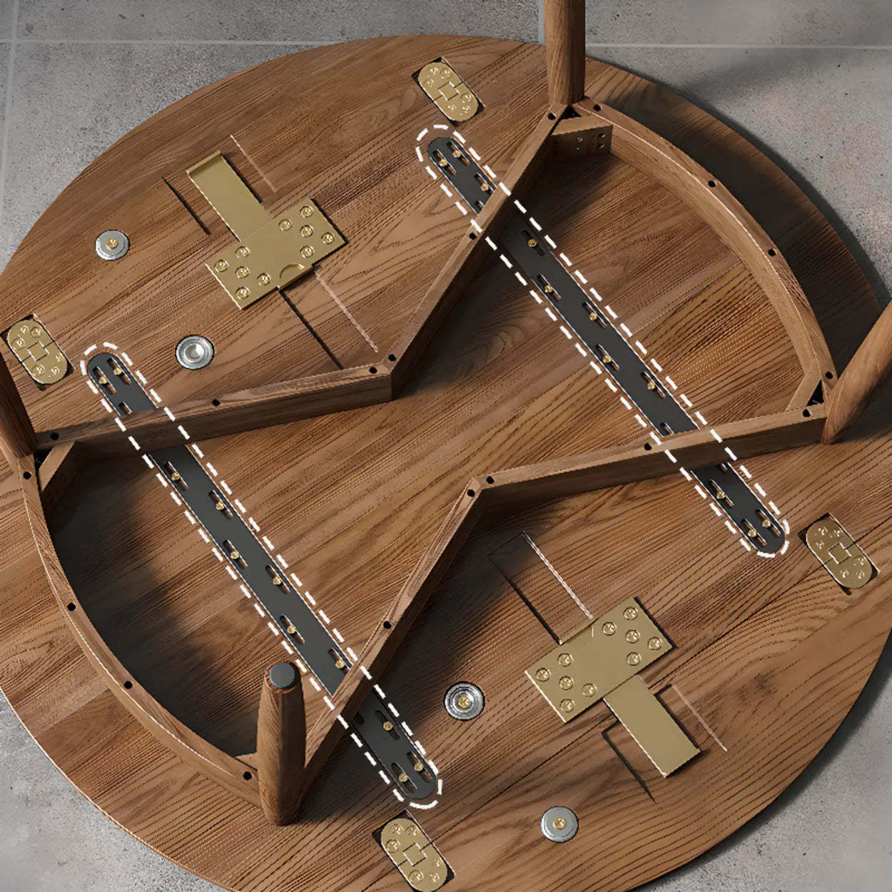 Casual Round Brown Wood Drop-Leaf Dining Table