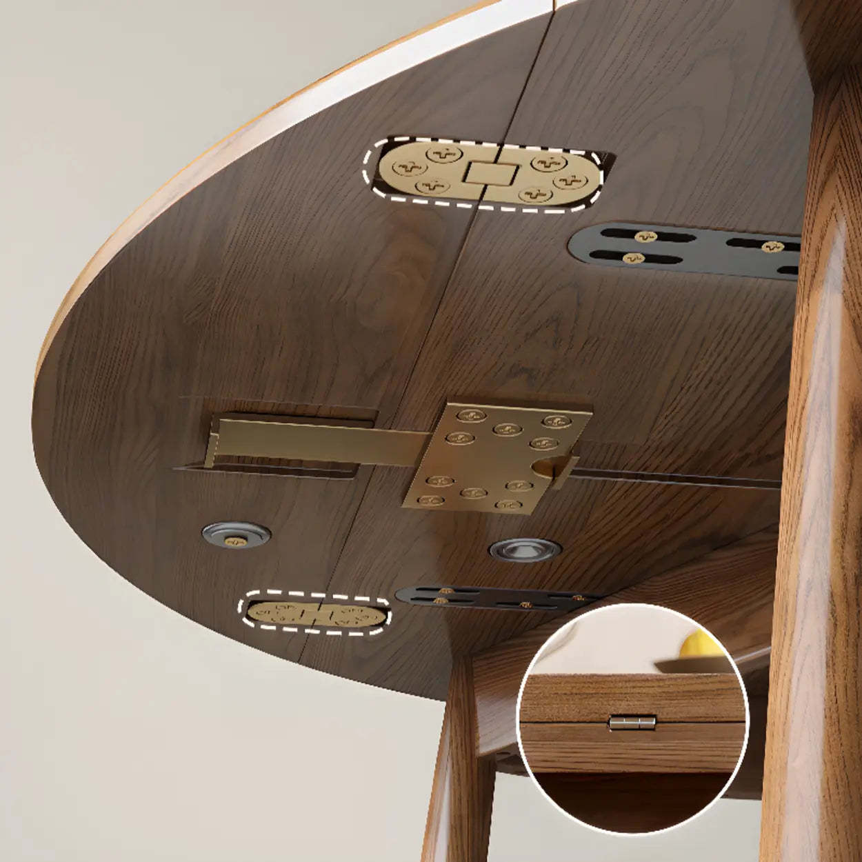 Casual Round Brown Wood Drop-Leaf Dining Table