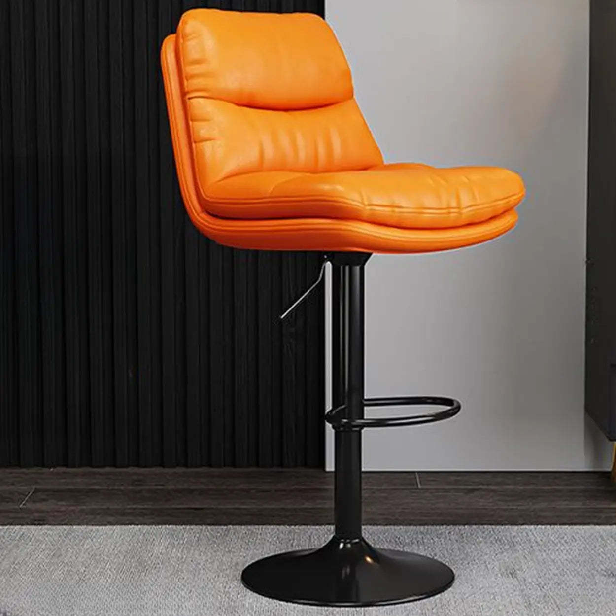 Modern saddle back gray bar & counter stools in leather metal