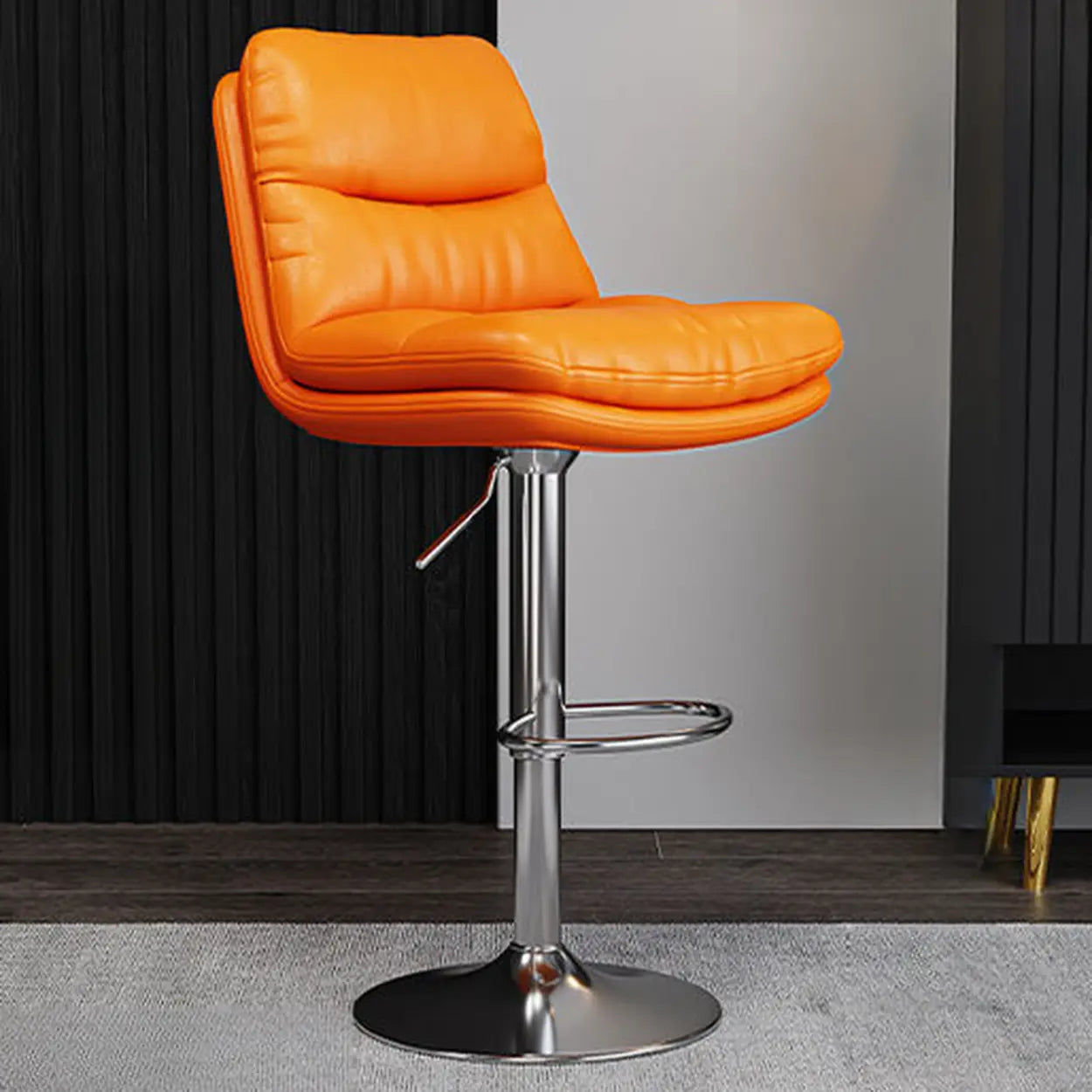 Saddle Leather Swivel Bar Stool with Back