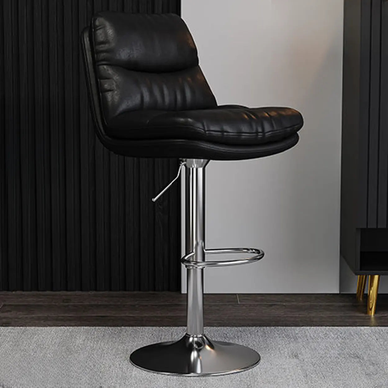 Gray leather saddle back bar & counter stools - modern — Orange / Black
