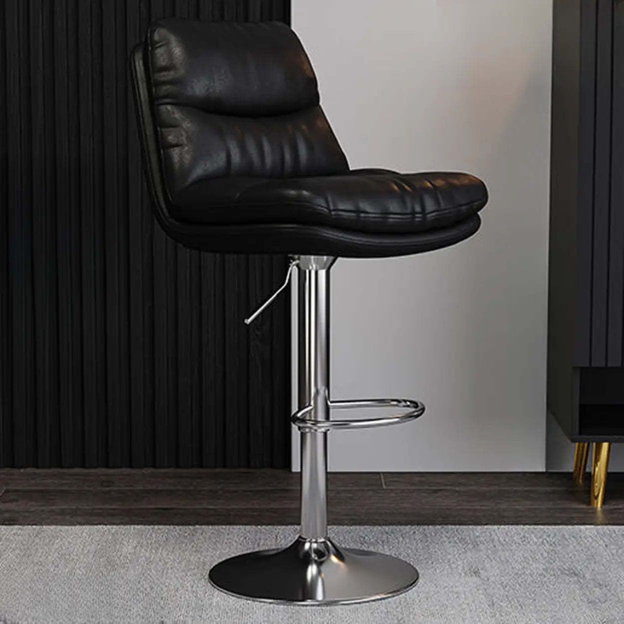 Gray leather saddle back bar & counter stools - modern — Orange / Black