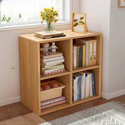Wood Vertical Wide Closed-Back Bookcase — White