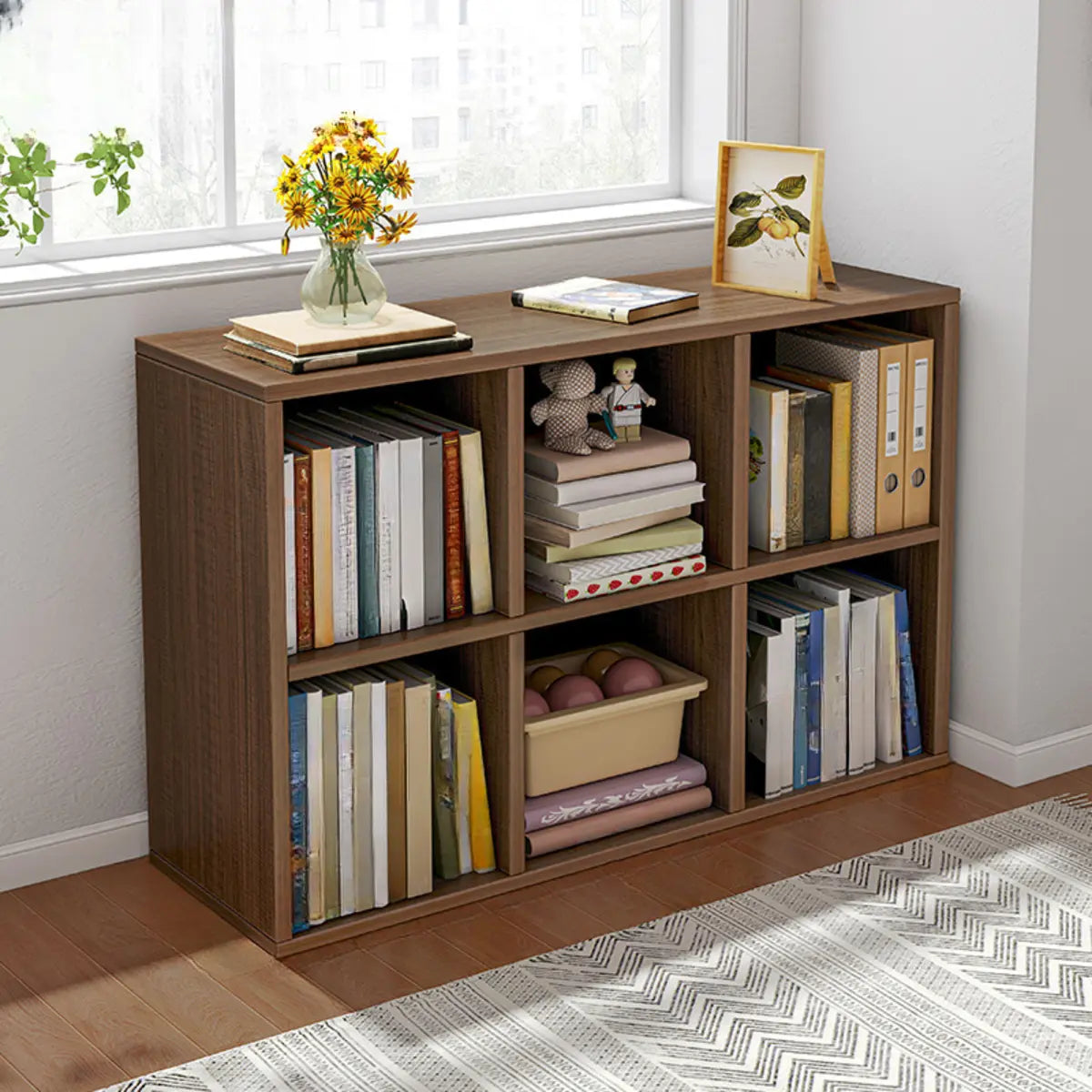Wood Vertical Wide Closed-Back Bookcase — White