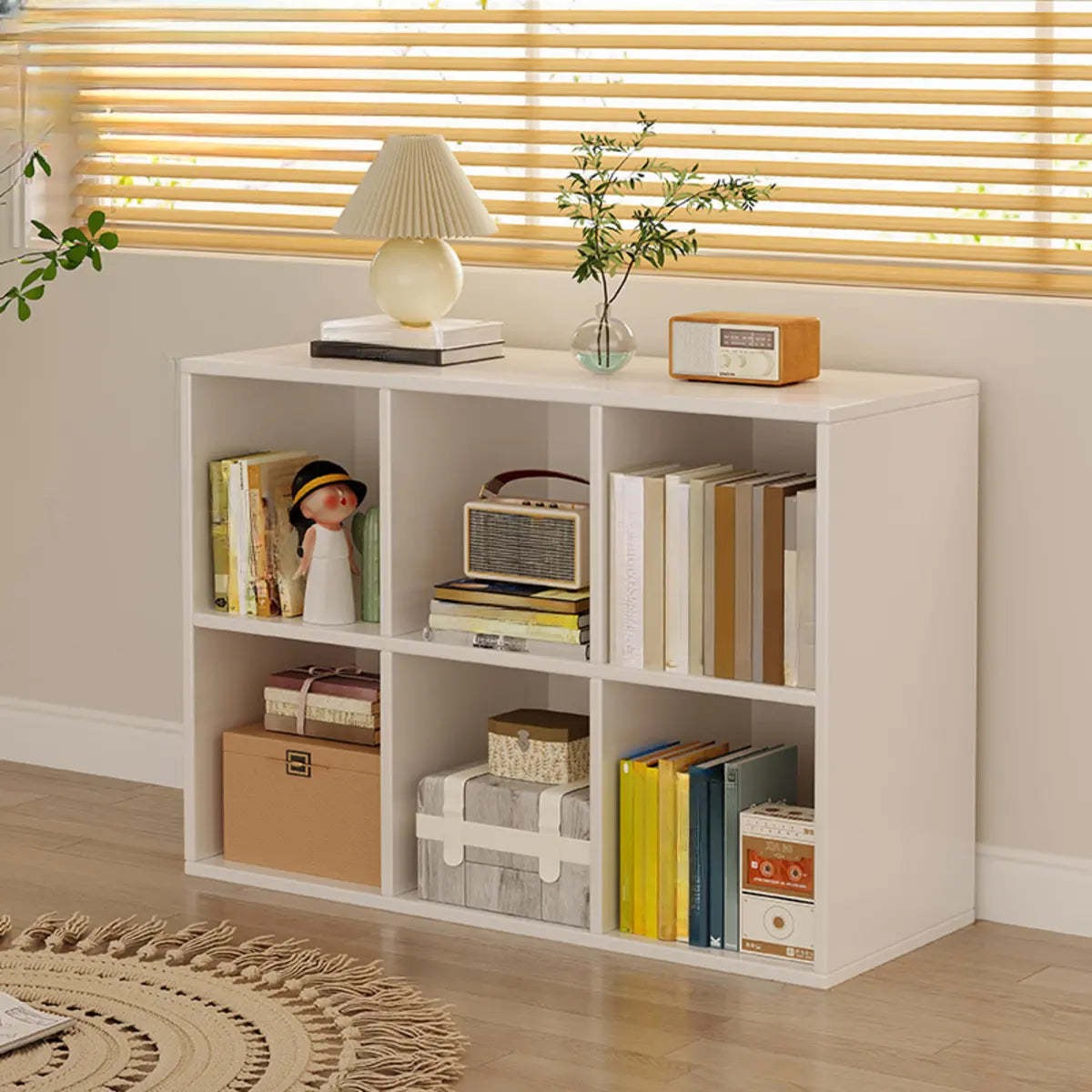 Wood Vertical Wide Closed-Back Bookcase — Oak