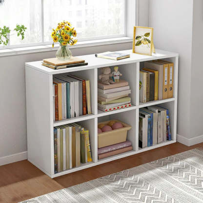 Wood Vertical Wide Closed-Back Bookcase — Oak