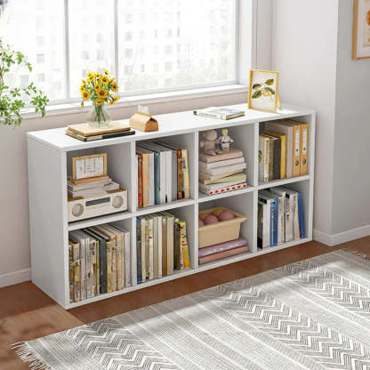 Wood Vertical Wide Closed-Back Bookcase — Oak