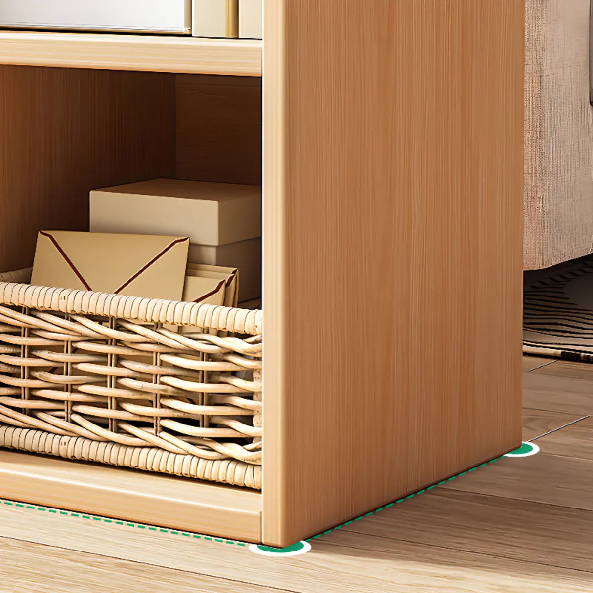 Wood Vertical Wide Closed-Back Bookcase — Oak