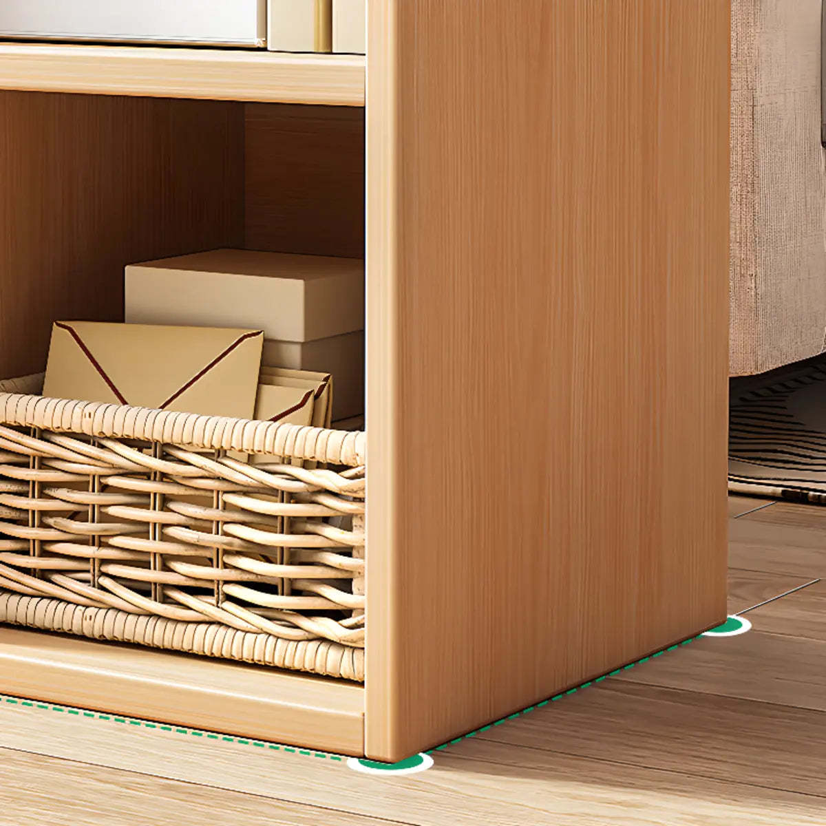 Wood Vertical Wide Closed-Back Bookcase — Oak